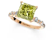 Solitaire Engagement Ring Setting for Fancy Yellow Princess Cut Center with Alternating Size Accents and Prong Head in Rose Gold