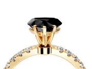 Open Basket Engagement Ring Setting for Fancy Black Heart-Shaped Center with Pave Band and Prong Head in Yellow Gold