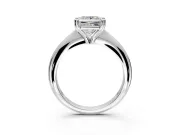 Solitaire Engagement Ring Setting for Princess Cut Center with Reverse Tapered Band and Prong Head in Platinum