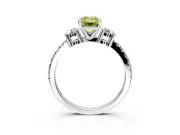 3 Stone Engagement Ring Setting for Fancy Yellow Emerald Cut Center with Round Cut Side Accents and Prong Head in Platinum