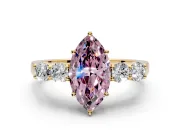 5 Stone Engagement Ring Setting for Fancy Pink Marquise Center with Equal Close-Set Accents and Prong Head in Yellow Gold