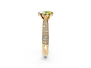 Solitaire Engagement Ring Setting for Fancy Yellow Oval Center with Multi-Row Accents and Prong Head in Yellow Gold