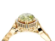 Halo Engagement Ring Setting for Fancy Yellow Marquise Center with Leaf Motif Split Shank and Prong Head in Yellow Gold