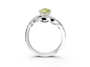 Solitaire Engagement Ring Setting for Fancy Yellow Pear-Shaped Center with Pave Bypass Twist Band and Prong Head in Platinum