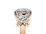 Floral Engagement Ring Setting for Radiant Cut Center with Marquise Cluster Shoulders and Prong Head in Rose Gold