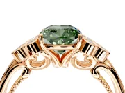 Cluster Engagement Ring Setting for Fancy Green Cushion Cut Center with Bezel Accent Clusters and Prong Head in Rose Gold