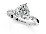 Solitaire Engagement Ring Setting for Heart-Shaped Center with Beaded Shoulders and Prong Head in White Gold