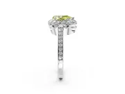 Floral Halo Engagement Ring Setting for Fancy Yellow Pear-Shaped Center with Large Halo Accents and Prong Head in Platinum