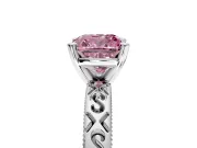 Solitaire Engagement Ring Setting for Fancy Pink Cushion Cut Center with Scrollwork Band and Prong Head in Sterling Silver