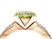 Bezel Engagement Ring Setting for Fancy Yellow Princess Cut Center with Wide Channel-Set Band and Bezel Head in Rose Gold