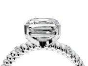 Rope Engagement Ring Setting for Asscher Cut Center with Accent Shoulders and Prong Head in White Gold