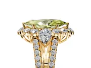 Halo Engagement Ring Setting for Fancy Yellow Marquise Center with Two-Strand Split Shank and Prong Head in Yellow Gold