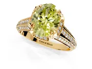 Solitaire Engagement Ring Setting for Fancy Yellow Oval Center with Accented Split Shank and Prong Head in Yellow Gold