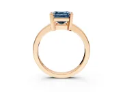 Solitaire Engagement Ring Setting for Fancy Blue Asscher Cut Center with Plain Band and Flat Tab Prong Head in Rose Gold
