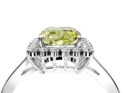 Starburst Halo Engagement Ring Setting for Fancy Yellow Cushion Cut Center with Flat Cathedral Band and Prong Head in Sterling Silver
