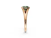 Solitaire Engagement Ring Setting for Fancy Green Cushion Cut Center with V Split Shank and Bezel Head in Rose Gold
