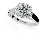 Solitaire Engagement Ring Setting for Round Cut Center with Tapered Split Shoulders and Prong Head in Sterling Silver