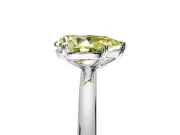 Low-Set Solitaire Engagement Ring Setting for Fancy Yellow Pear-Shaped Center with Thin Plain Band and Prong Head in Platinum