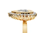 Halo Engagement Ring Setting for Heart-Shaped Center with Milgrain Bezel Rim, Plain Band and Prong Head in Yellow Gold