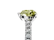 Solitaire Engagement Ring Setting for Fancy Yellow Heart-Shaped Center with Single Row Accent Band and Prong Head in Platinum