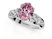 Solitaire Engagement Ring Setting for Fancy Pink Oval Center with Graduated Shared Prongs and Prong Head in White Gold