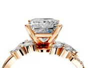 Solitaire Engagement Ring Setting for Princess Cut Center with Marquise Accent Twist Band and Prong Head in Rose Gold