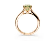 Solitaire Engagement Ring Setting for Fancy Yellow Princess Cut Center with Narrow Cathedral Band and Prong Head in Rose Gold