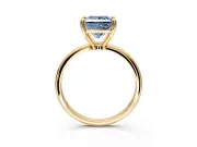 Minimalist Solitaire Engagement Ring Setting for Fancy Blue Princess Cut Center with Thin Band and Prong Head in Yellow Gold