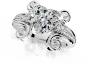 Solitaire Engagement Ring Setting for Heart-Shaped Center with Twisted Band and Scroll Prong Head in Platinum