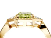 Cluster Engagement Ring Setting for Fancy Yellow Emerald Cut Center with Milgrain Shoulder Clusters and Prong Head in Yellow Gold