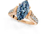 Solitaire Engagement Ring Setting for Fancy Blue Marquise Center with Pave Cathedral Shoulders and Prong Head in Rose Gold