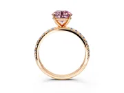 Solitaire Engagement Ring Setting for Fancy Pink Round Cut Center with Micro Pave Band and Prong Head in Rose Gold