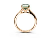 Solitaire Engagement Ring Setting for Fancy Green Asscher Cut Center with Narrow Cathedral Band and Prong Head in Rose Gold