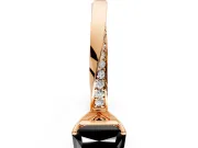 Side Accent Engagement Ring Setting for Fancy Black Radiant Cut Center with Accent Shoulders and Prong Head in Rose Gold