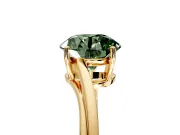Solitaire Engagement Ring Setting for Fancy Green Round Cut Center with Plain Bypass Twist Band and Prong Head in Yellow Gold