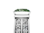 Bezel Engagement Ring Setting for Fancy Green Radiant Cut Center with Wide Channel-Set Band and Bezel Head in Platinum