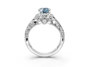 Solitaire Engagement Ring Setting for Fancy Blue Oval Center with Filigree Accent Basket and Prong Head in Platinum