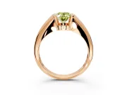 Tension Engagement Ring Setting for Fancy Yellow Oval Center with Wide Tapered Band and Tension Head in Rose Gold