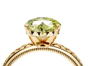 Solitaire Engagement Ring Setting for Fancy Yellow Heart-Shaped Center with Milgrain X Pattern Band and Prong Head in Yellow Gold