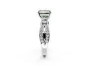 3 Stone Engagement Ring Setting for Fancy Green Princess Cut Center with Pave Twist Band and Prong Head in Platinum