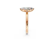 Low-Set Solitaire Engagement Ring Setting for Oval Center with Thin Plain Band and Prong Head in Rose Gold