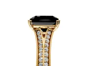 Solitaire Engagement Ring Setting for Fancy Black Radiant Cut Center with Pave Rail Split Shank and Prong Head in Yellow Gold