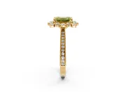Milgrain Halo Engagement Ring Setting for Fancy Yellow Emerald Cut Center with Bezel Point Accents and Prong Head in Yellow Gold