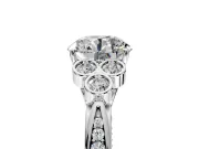 Cluster Engagement Ring Setting for Round Cut Center with Bezel Accent Clusters and Prong Head in Platinum