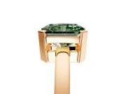 Solitaire Engagement Ring Setting for Fancy Green Radiant Cut Center with Plain Band and Flat Tab Prong Head in Rose Gold