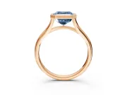 Solitaire Engagement Ring Setting for Fancy Blue Asscher Cut Center with V Split Shank and Bezel Head in Rose Gold