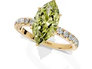 Solitaire Engagement Ring Setting for Fancy Yellow Marquise Center with Large Accent Band and Prong Head in Yellow Gold