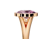 Solitaire Engagement Ring Setting for Fancy Pink Oval Center with V Split Shank and Bezel Head in Rose Gold