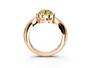 Halo Engagement Ring Setting for Fancy Yellow Round Cut Center with Tapered Plain Band and Prong Head in Rose Gold