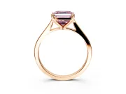 Solitaire Engagement Ring Setting for Fancy Pink Asscher Cut Center with Tapered Shoulders and Prong Head in Rose Gold